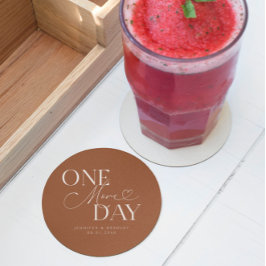 Posavasos Redondo De Papel Un día más de ensayo Boda Terracotta