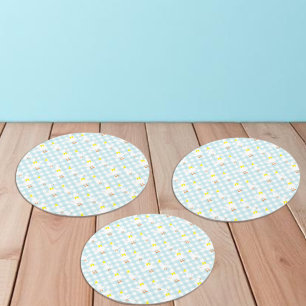 Posavasos Redondo De Papel Un ganso tonto Gingham cumpleaños 1
