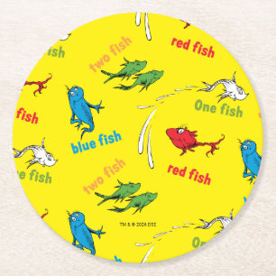 Posavasos Redondo De Papel Un pez dos peces patrón amarillo