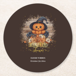 Posavasos Redondo De Papel Un poco de calabaza lindo Kawaii Purpurinas Baby S