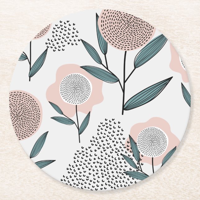 Posavasos Redondo De Papel Un rosa (Anverso)