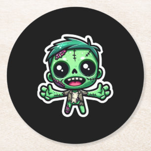 Posavasos Redondo De Papel Un zombi divertido