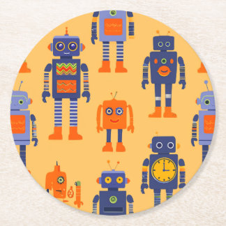 Posavasos Redondo De Papel una comida divertida con un robot y un niño