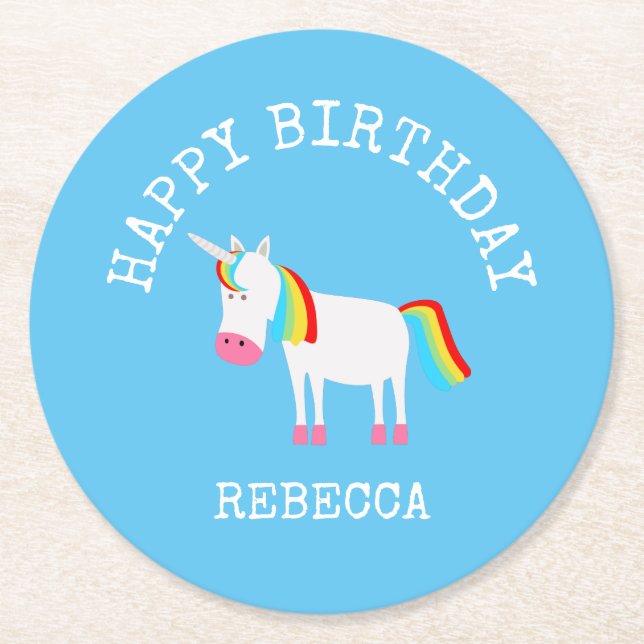 Posavasos Redondo De Papel Unicornio (Anverso)