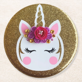 Posavasos Redondo De Papel Unicornio mágico