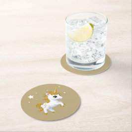 Posavasos Redondo De Papel Unicornio mágico