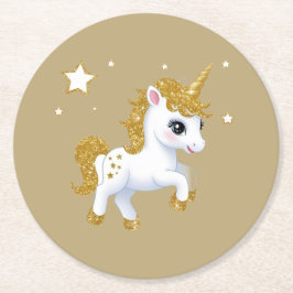 Posavasos Redondo De Papel Unicornio mágico