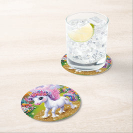 Posavasos Redondo De Papel Unicornio mágico