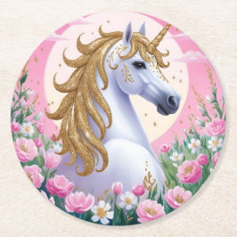 Posavasos Redondo De Papel Unicornio mágico