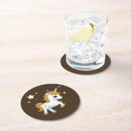 Posavasos Redondo De Papel Unicornio mágico