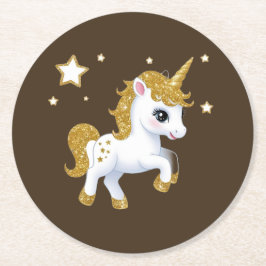 Posavasos Redondo De Papel Unicornio mágico