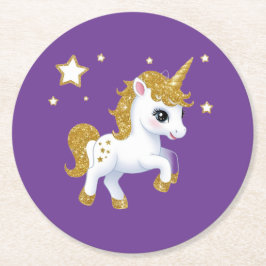 Posavasos Redondo De Papel Unicornio mágico