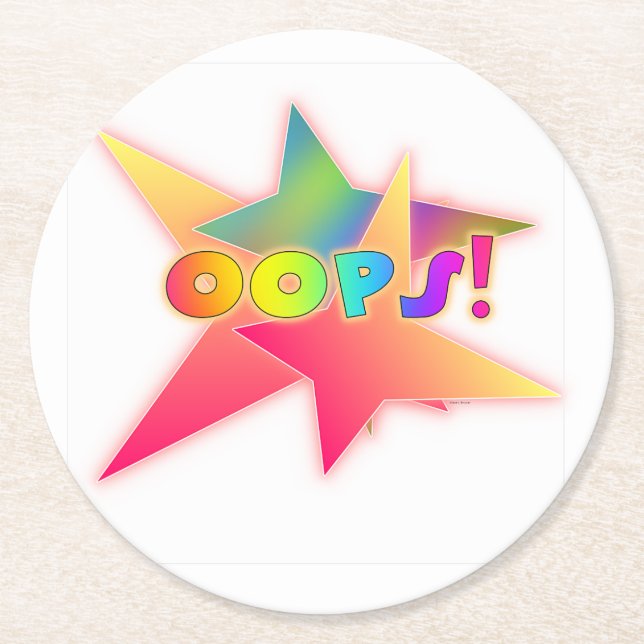 Posavasos Redondo De Papel ¡Ups (Anverso)