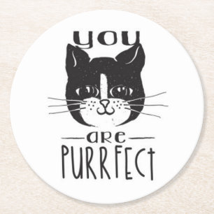 Posavasos Redondo De Papel Usted es Purrfect