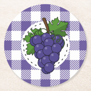 Posavasos Redondo De Papel Uvas sobre la pasta de violeta blanca