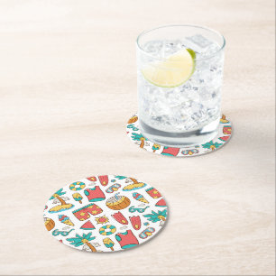 Posavasos Redondo De Papel vacaciones de verano divertidas