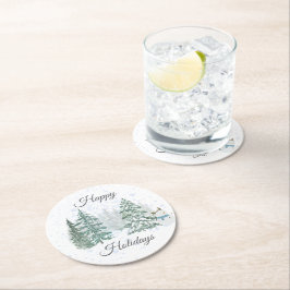 Posavasos Redondo De Papel Vacaciones en invierno