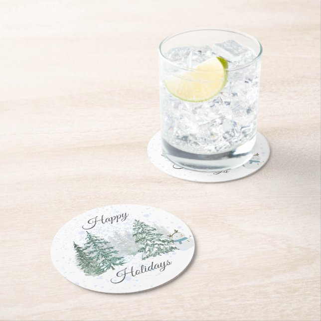 Posavasos Redondo De Papel Vacaciones en invierno (In situ)