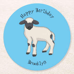 Posavasos Redondo De Papel Valais Blacknose ilustracion personalizado ovino