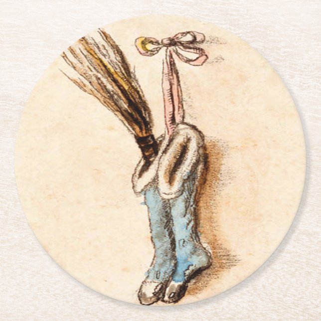 Posavasos Redondo De Papel Vallas de Navidad antiguas (Anverso)