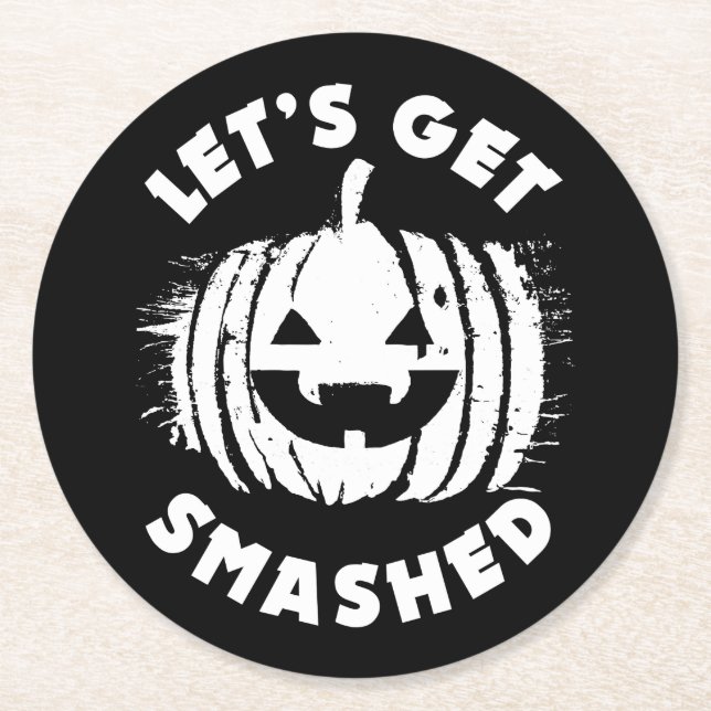 Posavasos Redondo De Papel Vamos a rompernos | Cita divertida Halloween (Anverso)