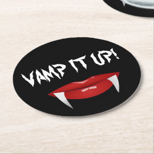 Posavasos Redondo De Papel "¡VAMOS!" Halloween de Vampiros Fangs