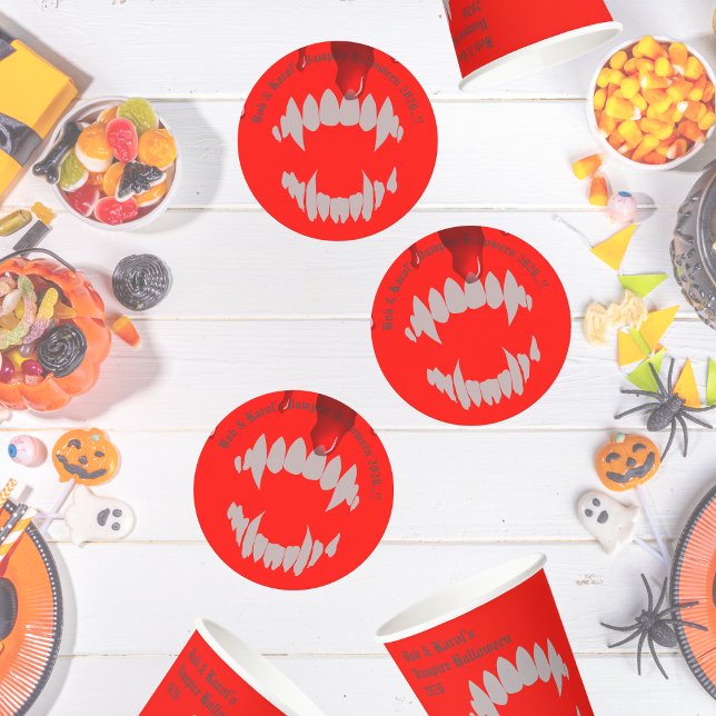 Posavasos Redondo De Papel Vampiro Bite Halloween Party (Vampire Bite Halloween Party Round Paper Coaster)