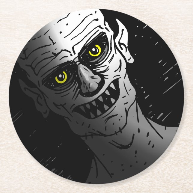 Posavasos Redondo De Papel Vampiro diabólico de Halloween (Anverso)