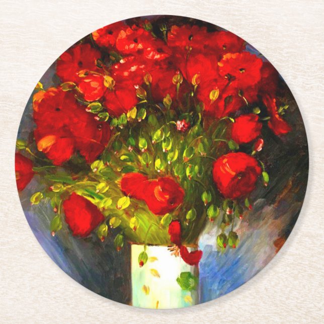 Posavasos Redondo De Papel Van Gogh Red Poppies (Anverso)