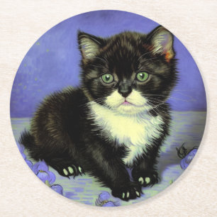 Posavasos Redondo De Papel Van Gogh Tuxedo Kitten