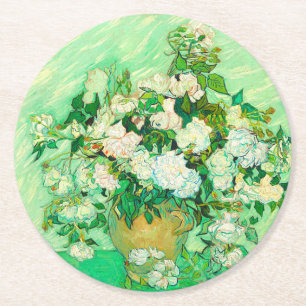 Posavasos Redondo De Papel Van Gogh White Roses