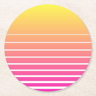 Posavasos Redondo De Papel Vaporwave Sun