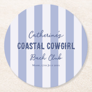 Posavasos Redondo De Papel Vaquera Costera Club Bach Azul Blanco Rayas