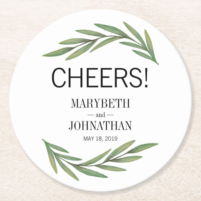 Posavasos Redondo De Papel Vegetación acuática deja escoria Boda (Anverso)