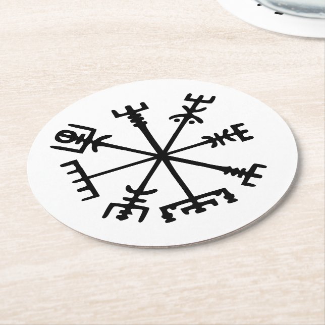 Posavasos Redondo De Papel Vegvísir (brújula vikina) (En perspectiva)
