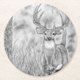 Posavasos Redondo De Papel Venado en bosques