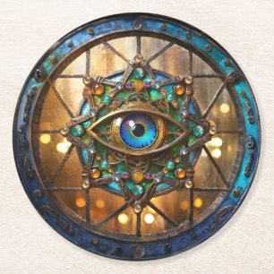 Posavasos Redondo De Papel Ventana de ojo de buey rústica Tercer Ojo