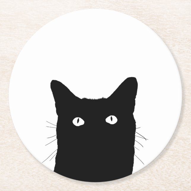 Posavasos Redondo De Papel Veo un clic de gato para seleccionar la opción de  (Anverso)