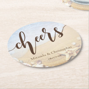 Posavasos Redondo De Papel Verano Tropical Beach Wedding Starfish