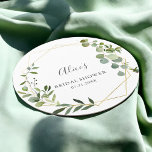 Posavasos Redondo De Papel Verdor Ducha Botánica Bridal<br><div class="desc">La moderna montaña rusa presenta hojas de verdor en un marco geométrico.</div>