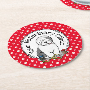 Posavasos Redondo De Papel Veterinario Oveja Inglés Gray 1 Cute Vet