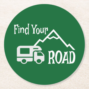 Posavasos Redondo De Papel Viaje Camping RV Encuentre su camino