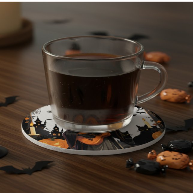 Posavasos Redondo De Papel Vibes de Halloween (Subido por el creador)