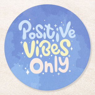 Posavasos Redondo De Papel Vibraciones Positivas Solamente