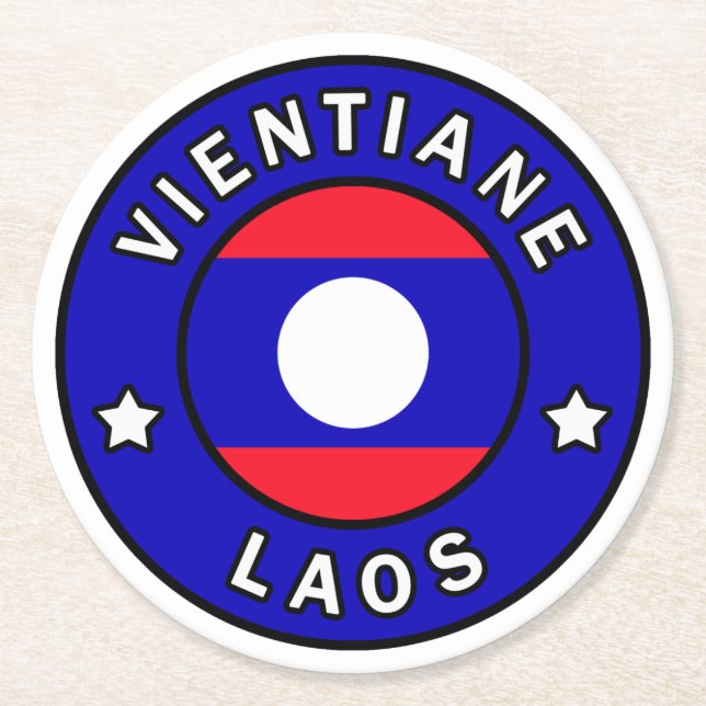 Posavasos Redondo De Papel Vientiane Laos (Anverso)