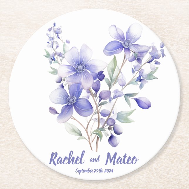 Posavasos Redondo De Papel Vientos salvajes: Máster Boda personalizado (Anverso)