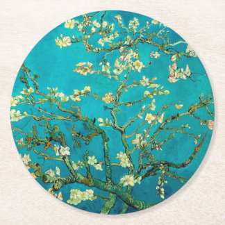 Posavasos Redondo De Papel Vincent Van Gogh Blossoming Almond Tree Floral Art