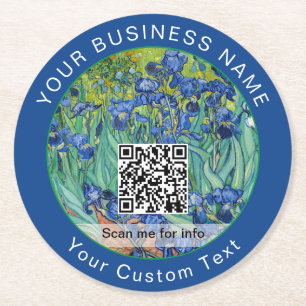 Posavasos Redondo De Papel Vincent Van Gogh - Irises - Código QR