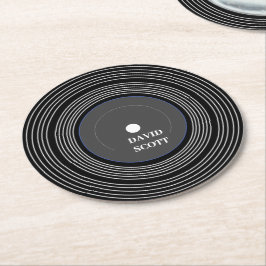 Posavasos Redondo De Papel Vinílico Lp negro personalizado