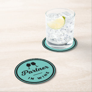 Posavasos Redondo De Papel Vino divertido, cerveza, bar, tarta fiesta